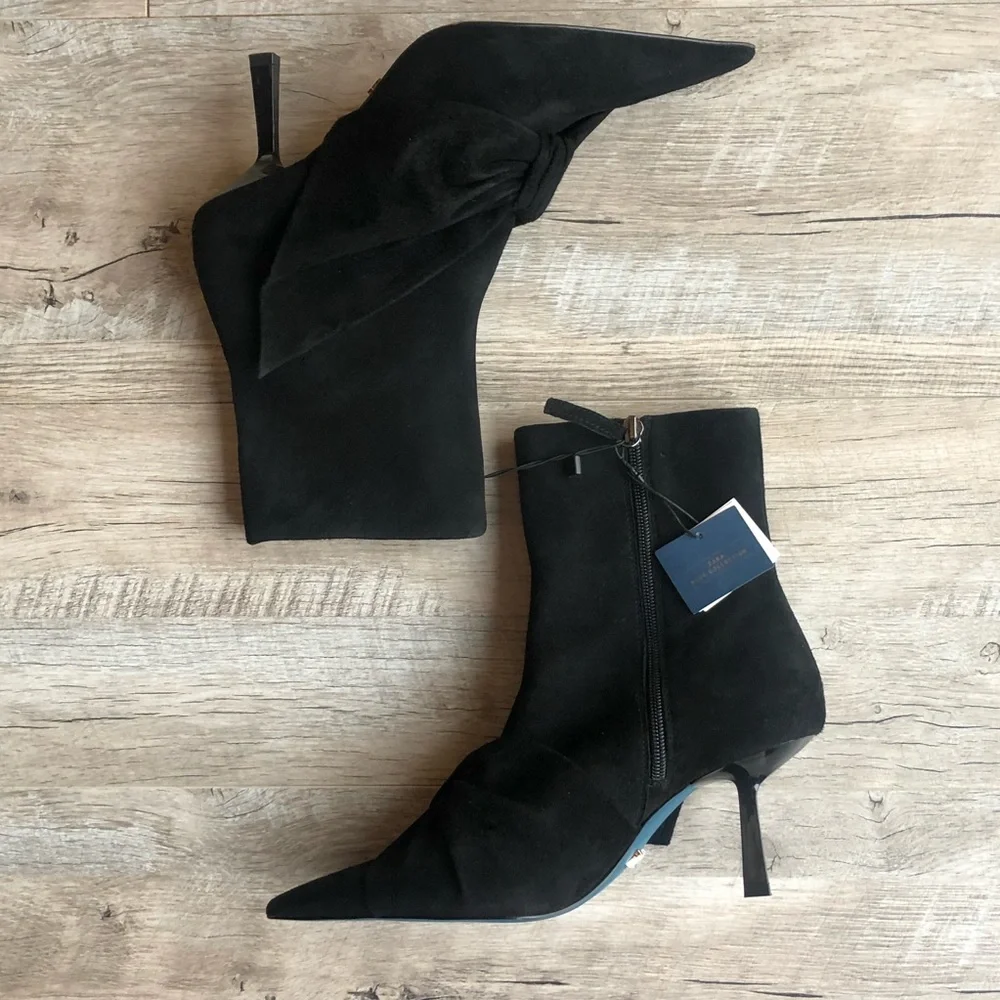 NWT ZARA Bow Pointed Toe Stiletto Booties - Picture 10 of 12